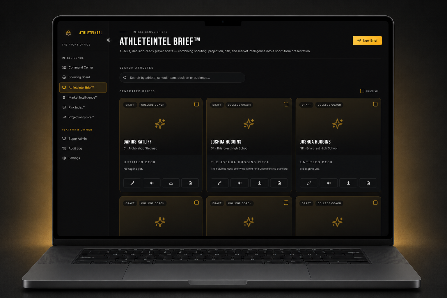 AthleteIntel Brief™ interface preview